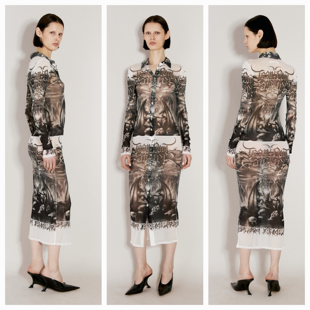 JEAN PAUL GAULTIEP Black & White 'The Diablo' Midi Shirt Dress Size XXS NWT - Picture 2 of 12